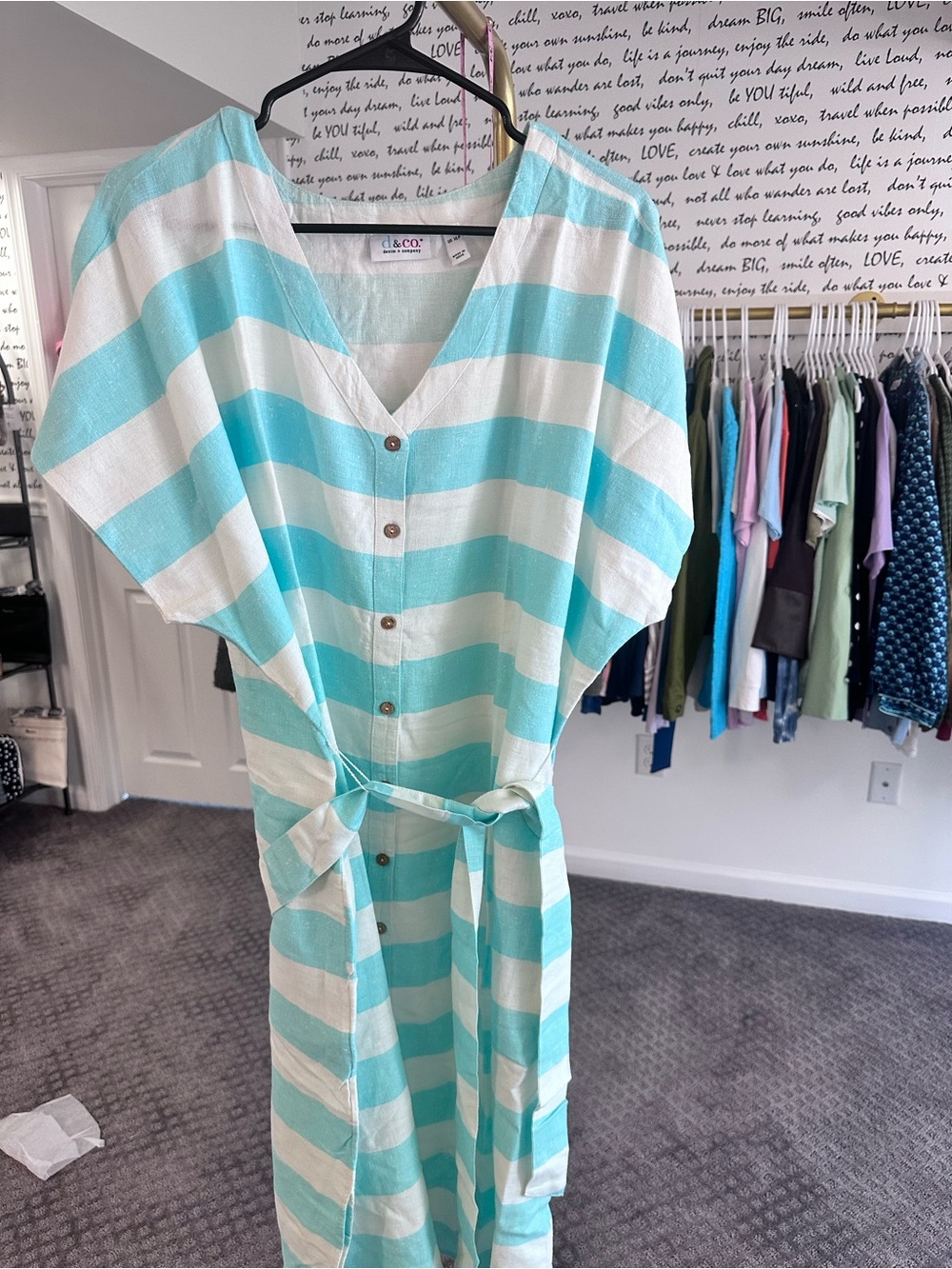 Denim&Co Swim | Denim & Co. Beach Petite Striped Long Shirt Dress Cover-Up